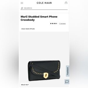 Cole Haan Marli crossbody purse. Black w/gold. Great condition.